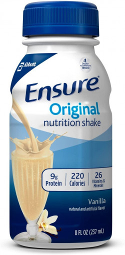 Ensure Original Nutrition Shake with Fiber, Small Meal Replacement Shake, Complete, Balanced Nutrition with Nutrients to Support Immune System Health, Vanilla, 8 fl oz, 24 Count