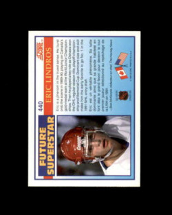 Eric Lindros Rookie Card 1990-91 Score Canadien #440 Philadelphia Flyers