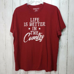 Farm Fed Clothing Maroon Cotton "Life Is Better In The Country" T-Shirt Size