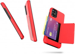 FDTCYDS Galaxy s20 FE Case with Card Holder,Shockproof Armor Silicone Hybrid Rugged Protective Wallet Cover Case for Samsung Galaxy s20 FE - Red