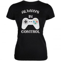 Gamer Always In Control Black Juniors Soft T-Shirt