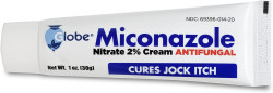 Globe Miconazole Nitrate 2% Antifungal Cream, Cures Most Athletes Foot, Jock Itch, Ringworm. 1 OZ Tube