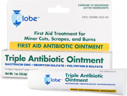 Globe Triple Antibiotic First Aid Ointment, 1 Oz, First Aid Antibiotic Ointment, 24-Hour Infection Protection, Wound Care Treatment For Minor Scrapes, Burns And Cuts (4 Pack)