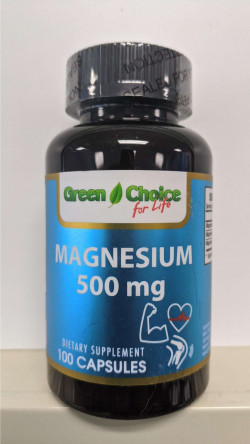 Green Choice For Life Magnesium 500 Dietary Supplement 100 Capsules