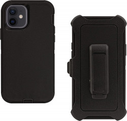 Inficase Protective Holster Case For IPhone 12 Mini (5.4 Inch), Heavy-Duty Hybrid Cover With Belt-Clip Holder/Kickstand, Military Grade Shockproof Armor Drop-Proof Rugged Protection | Black