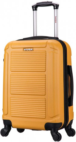 InUSA Pilot 20 Inch Hardside Carry-On Spinner Luggage With Ergonomic Handles, Travel Suitcase With Four Spinner Wheels And Studs, Mustard