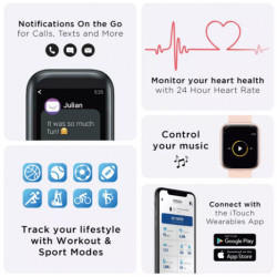 iTouch Air 3 Touchscreen Smartwatch Fitness Tracker, 40mm - Gold Case with Beige Strap