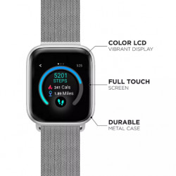 iTouch Air 3 Touchscreen Smartwatch Fitness Tracker, 44mm - Silver Case with Silver Mesh Strap