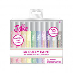 Justice 3D Colorful Glitter Puffy Paint, 10 Sparkling Colors
