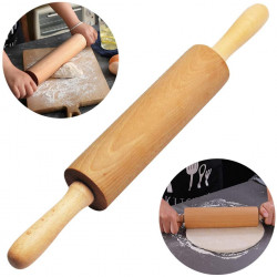 Koulang Classic Wood Rolling Pin - 18 Inch Wood Rolling Pin With Handles Solid Wooden Roller Pin Baking Professional Dough Roller for Home Bakery Pizza Pastry Roti Pasta Bread Cookie Cook