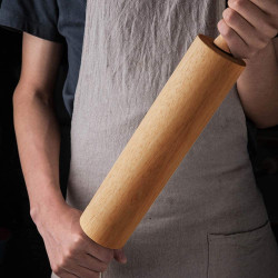 Koulang Classic Wood Rolling Pin - 18 Inch Wood Rolling Pin With Handles Solid Wooden Roller Pin Baking Professional Dough Roller for Home Bakery Pizza Pastry Roti Pasta Bread Cookie Cook