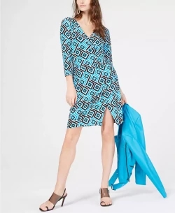 I.N.C. Geo-Print Short Sexy Sleeveless Wrap Dress, Created For Macy's