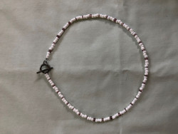 Seed Bead Pattern Necklace - White & Purple