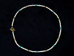 DG’s Beads  Blue And Crackle Pattern Necklace