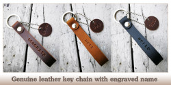 Custom Genuine Leather Key Chain With Engraved Name
