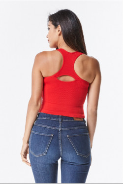 2 FOR $15 RED/WHITE Racerback Openback Crop Top
