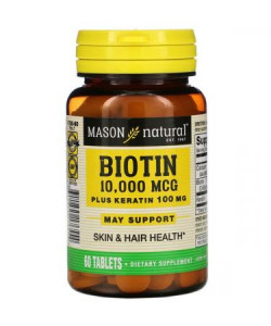 Mason Natural Biotin Plus Keratin 10000 Mcg 60 Tablets