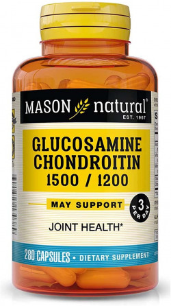 Mason Natural Glucosamine Chondroitin 1500/1200 3 Per Day With Vitamin C - Supports Joint Health, Improved Flexibility And Mobility*, 280 Capsules