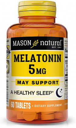 MASON NATURAL Melatonin 5 Mg With B6 And Calcium, Natural Sleep Aid, Supports Healthy Sleep & Rest, 60 Count
