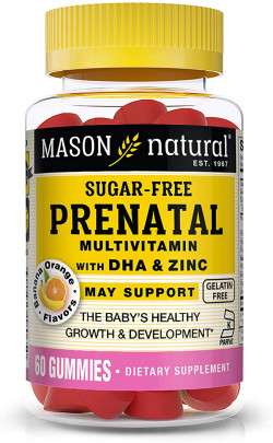Mason Natural Prenatal Multivitamin With DHA & Zinc - Supports Baby's Growth And Development, For Pregnant And Lactating Women, Kosher, Banana Orange Flavor, 60 Gummies