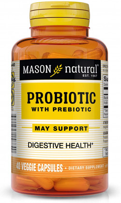 Mason Natural Probiotic With Prebiotic - Dual Action Formula, Healthy Digestive Function, Improved Gut Health, 40 Veggie Caps