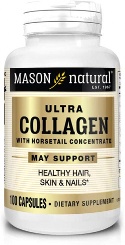Mason Natural, Ultra Collagen Beauty Formula Capsules, 100-Count Bottle, Dietary Supplement Made With 100% Pure Collagen Supports Healthy, Flexible And Strong Skin And Tissue