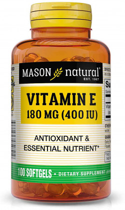 Mason Natural Vitamin E 180 Mg (400 IU) - Antioxidant And Essential Nutrient, Healthy Immune System, Skin And Eyes, Whole Body Supplement, 100 Softgels