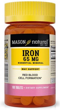 Mason Vitamins Free Sugar Ferrous Sulfate Iron Supplements, 100 Count Bottle