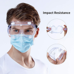 Medical Goggles, Clear Lens Soft PVC Frame Elastic Strap Splash Safety. Goggles Fit Over Glasses, Clear Wide-Vision Anti-Fog Eye Protection For Men And Women, Protective Eyewear For Hospital And Airplane.