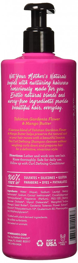 Not Your Mother's Naturals - Champú para definir rizos de mantequilla de flor y mango de Gardenia Tahitian, 16 onzas líquidas
