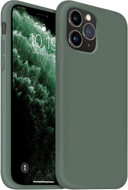 OUXUL IPhone 11 Pro Case, Liquid Silicone Phone Case Compatible With IPhone 11 Pro 5.8 Inch, Full Body Slim Soft Microfiber Lining Protective Case (Forest Green)