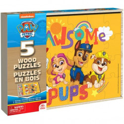 PAW Patrol, 5-Puzzle Pack Wooden Puzzle, For Kids