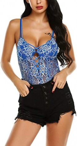 Wearella Women's One Piece Lingerie Teddy Lace Bodysuit