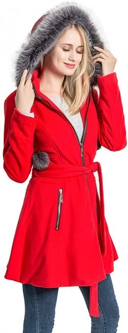 KENGURU COVE Women's wool trench coat with hood