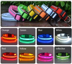 Glow led light dog collars: RED Color