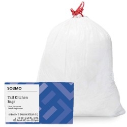 Solimo Tall Kitchen Drawstring Trash Bags | 13 Gallon, 45 Count