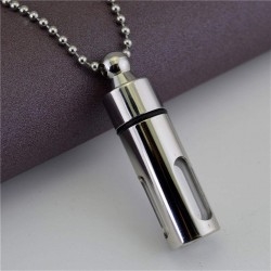Storage bottle necklace glass perfume bottle pendant titanium steel seal ring practical first ornament STN428 steel color (without chain)