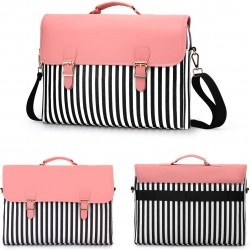 Laptop Bag 13.3 Inch - for Women Shoulder Messenger- Laptop Computer Case (Stripe Pink)