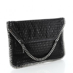 Stella McCartney Falabella Fold Over Clutch Mesh and Faux Patent