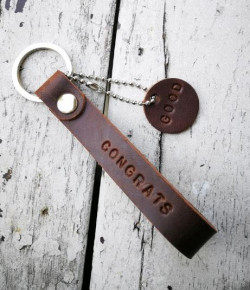 Custom Genuine Leather Key Chain With Engraved Name