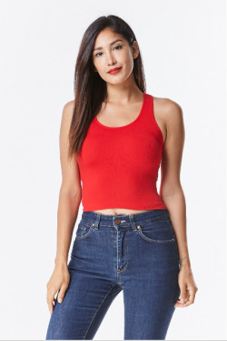 2 FOR $15 RED/WHITE Racerback Openback Crop Top