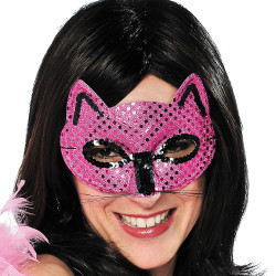 Pink Sequin Cat Face Mask