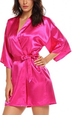 ELOVER Women's Satin Kimono Bathrobe