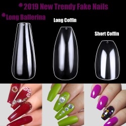 Clear Coffin Fake Nails-ECBASKET Full Cover Ballerina Artificial False Nail Tips Long Ballet Nails 500pcs 10 Sizes