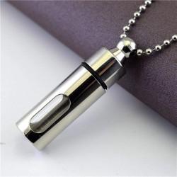 Storage bottle necklace glass perfume bottle pendant titanium steel seal ring practical first ornament STN428 steel color (without chain)