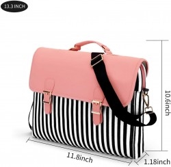 Laptop Bag 13.3 Inch - for Women Shoulder Messenger- Laptop Computer Case (Stripe Pink)
