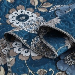 NEWLAKE 3 Piece Quilt Bedspread Coverlet Set,Thermal Pressing Paisley Pattern (Queen Size,Black)