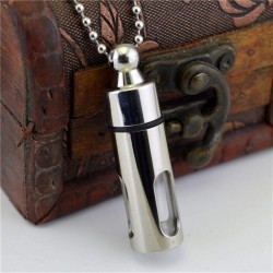 Storage bottle necklace glass perfume bottle pendant titanium steel seal ring practical first ornament STN428 steel color (without chain)