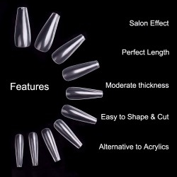 Clear Coffin Fake Nails-ECBASKET Full Cover Ballerina Artificial False Nail Tips Long Ballet Nails 500pcs 10 Sizes