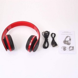 Bluetooth Headphones Over Ear ,Hi-Fi Sterio,Foldable,Wired Mode for iphone/ipad,pc(red)